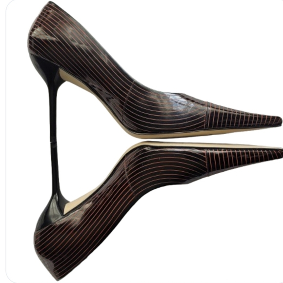BCBGirls Black & Red Striped Patent Leather Stilettos- Like New - Picture 6 of 15